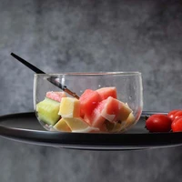 japanese food utensils heat resistant glass bowl salad bowl fruit bowl yogurt jelly double skin milk cup microwave cooking