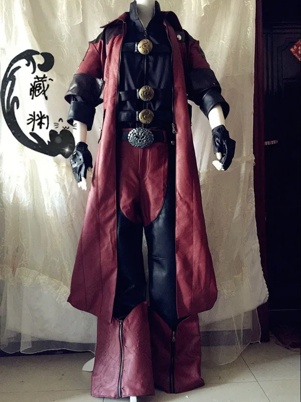 Billig Neue Cosplay Kostüm Dante 4 Patent Leder Mantel Metall Butons Kleidung Gesetzt Maß