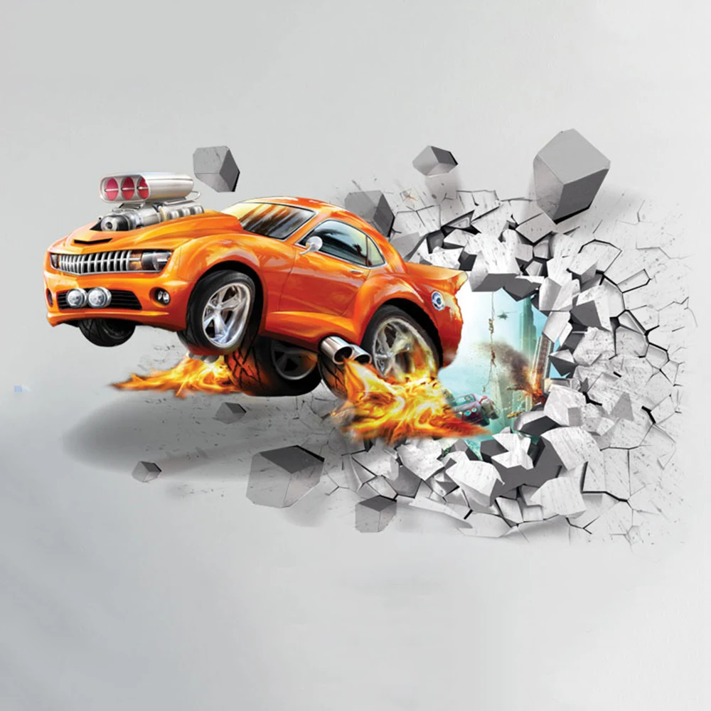 50*70 см ПВХ 3d отверстие футбол/отверстие автомобильный Настенный декор классные