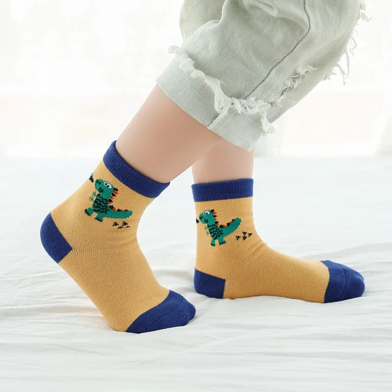 Мягкие хлопковые детские носки дышащие Носки с рисунком динозавра для мальчиков