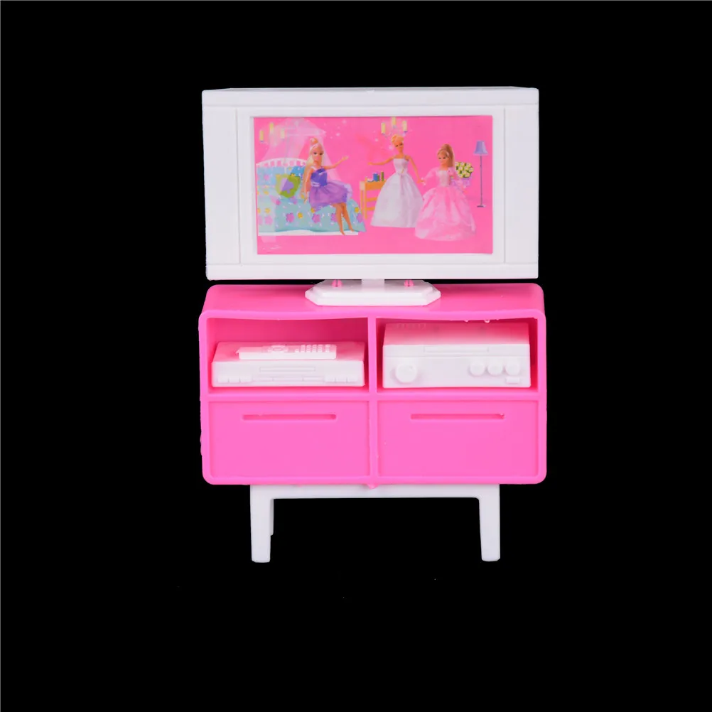 

New 1/12 Scale Plastic Miniature doll house Furniture TV Cabinet DVD for Barbie Dolls Accessories Doll Mini Furniture Toys Gift