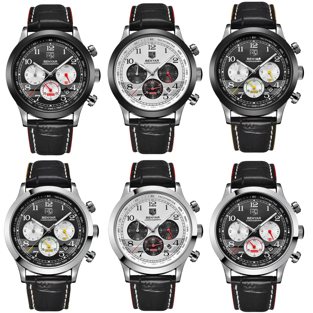 BENYAR мужские модные спортивные кварцевые роскошные бизнес часы