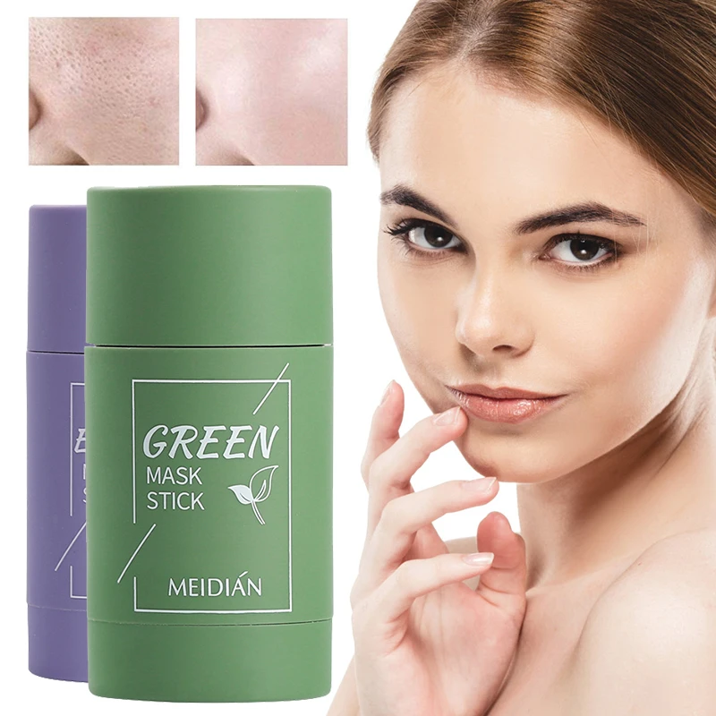 

Green Tea Mud Mask Deep Cleansing Skin Care Oil Control Anti-Acne Eggplant Solid Masks Purifying Clay Stick Mask Moisturizing