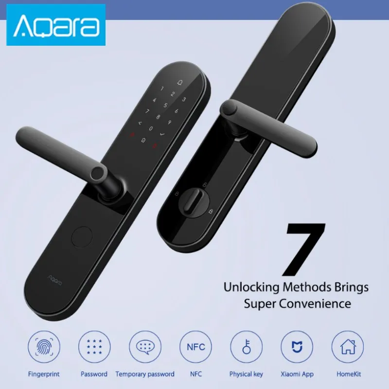 Aqara N100 Умный замок для двери с отпечатком пальца, Bluetooth-паролем и NFC-разблокировкой, работает с Mijia Apple HomeKit Linkage Doorbell on.