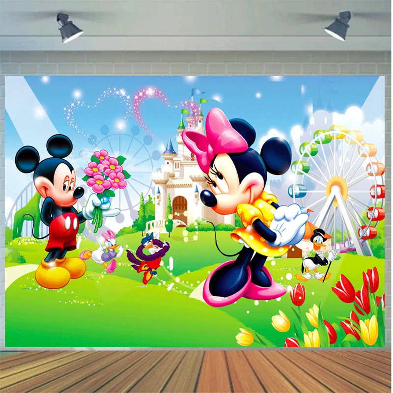 

Пользовательский мультфильм Милая мышь парк фотографии фон фотозона фон детский день рождения вечевечерние НКА декорация фотосессия студ...