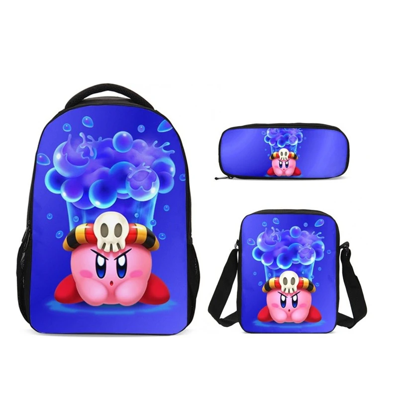 Kawaii Hoshino Kirby 3D принт студенческий рюкзак 3 шт./компл. мужские повседневные школьные