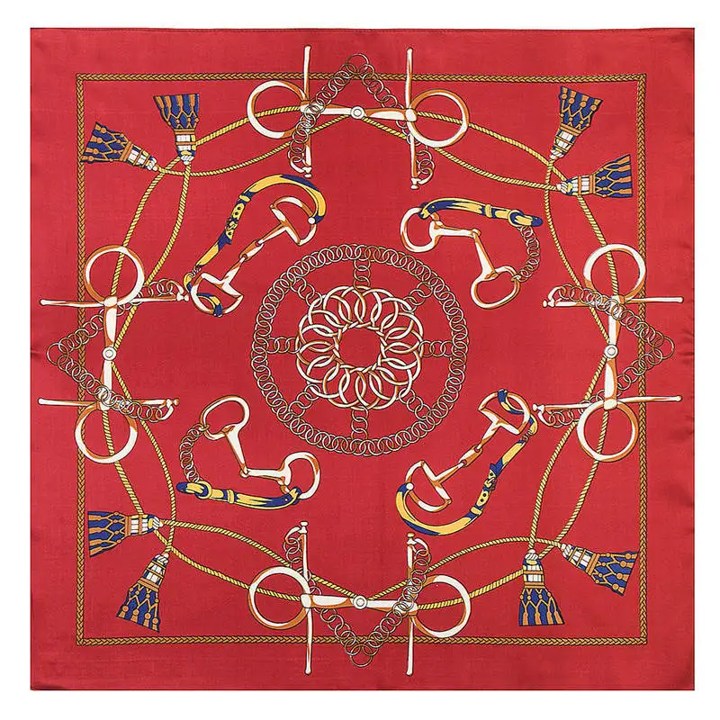 60 см* 60 см H Письмо люксовый бренд женский саржевый шелковый шарф конский узор повязка на голову шарф с принтом Новая мода небольшие Квадратные платки - Цвет: 53