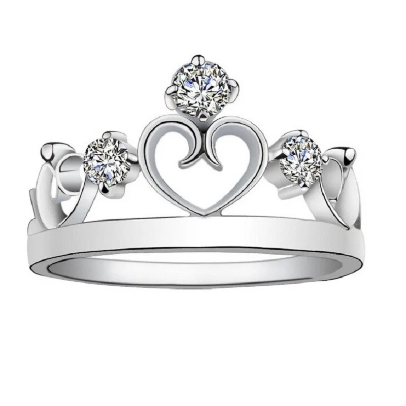 Серебряное ювелирное изделие корона кольца для женщин модное Кристальное кольцо
