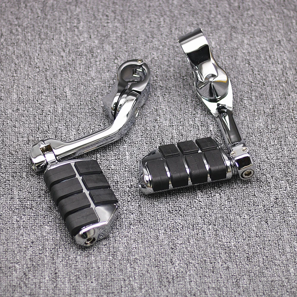 

New Motorcycles Foot Pegs Long Highway Clamps Fit For Harley Foot Pegs Touring Electra Street Glide Honda Shadow Aluminum Rubber