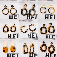 korean fashion acrylic leopard pendant earrings for women print acetic acid geometric round earrings brincos 2021 trend jewelry