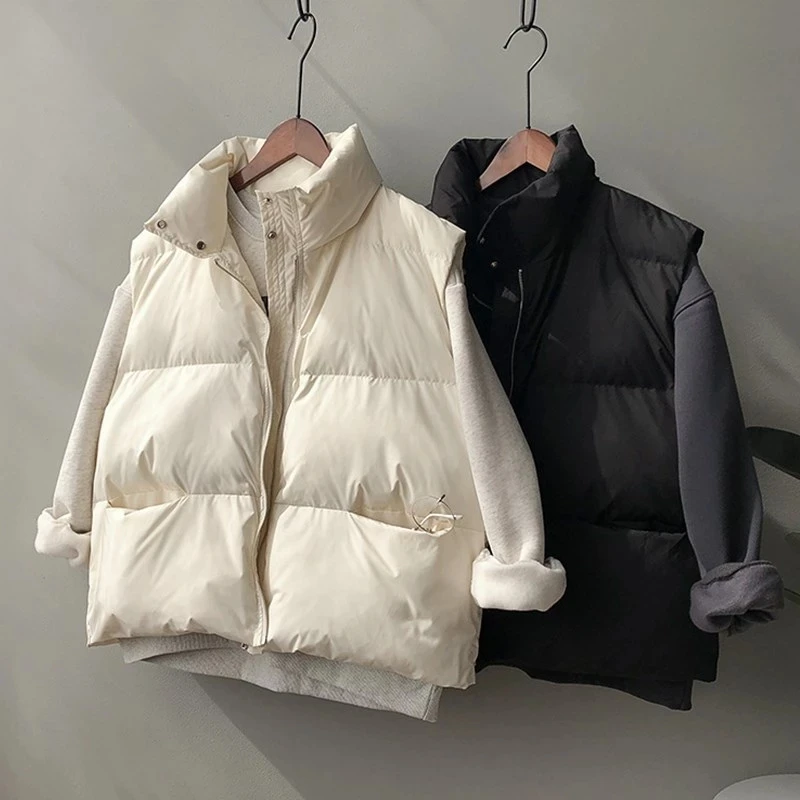 

2021 женский жилет, пальто, воротник-стойка, Зимние Женские однотонные Теплые Топы, свободный стильный жилет, женский жилет, Casaco Feminino