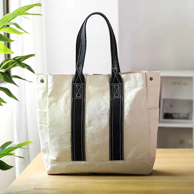 

fashion canvas purse with pocket shopping bag shoulder bag for woman matching color bag