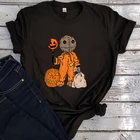 Женская футболка большого размера, винтажная, с принтом из фильма ужасов на Хэллоуин