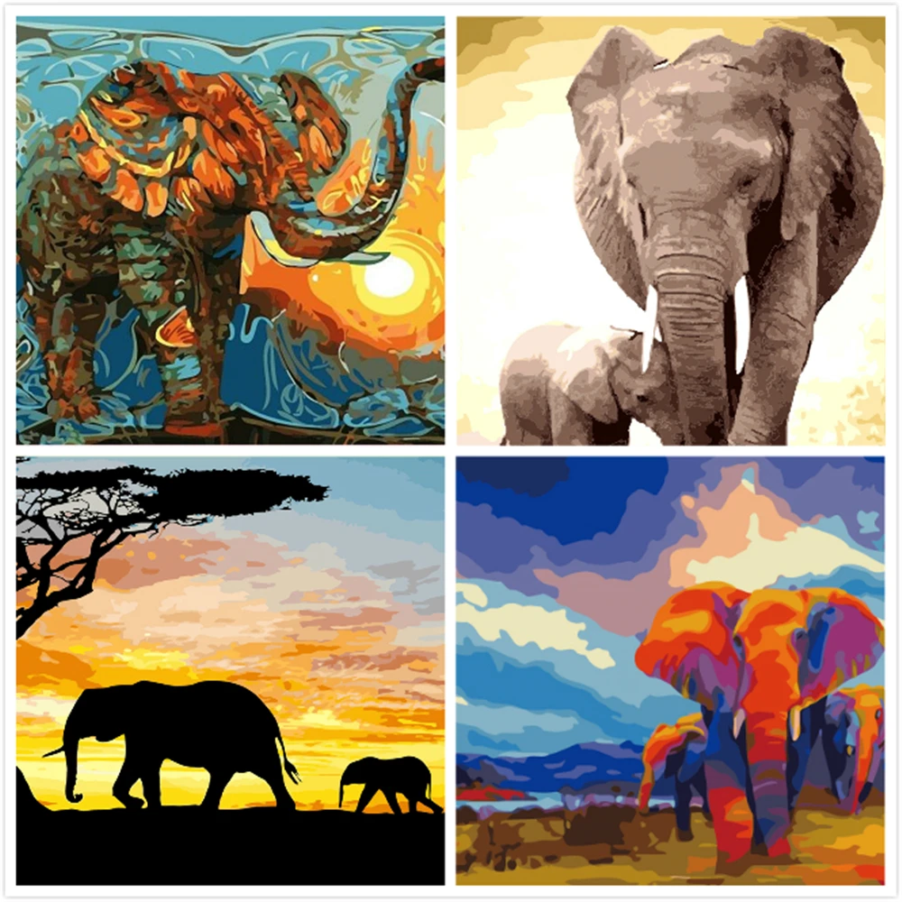 

Elephant Painting By Numbers For Adults Kits Hand Painted Home Decor Drawing Canvas DIY Oil Coloring Paint Picture By Numbers