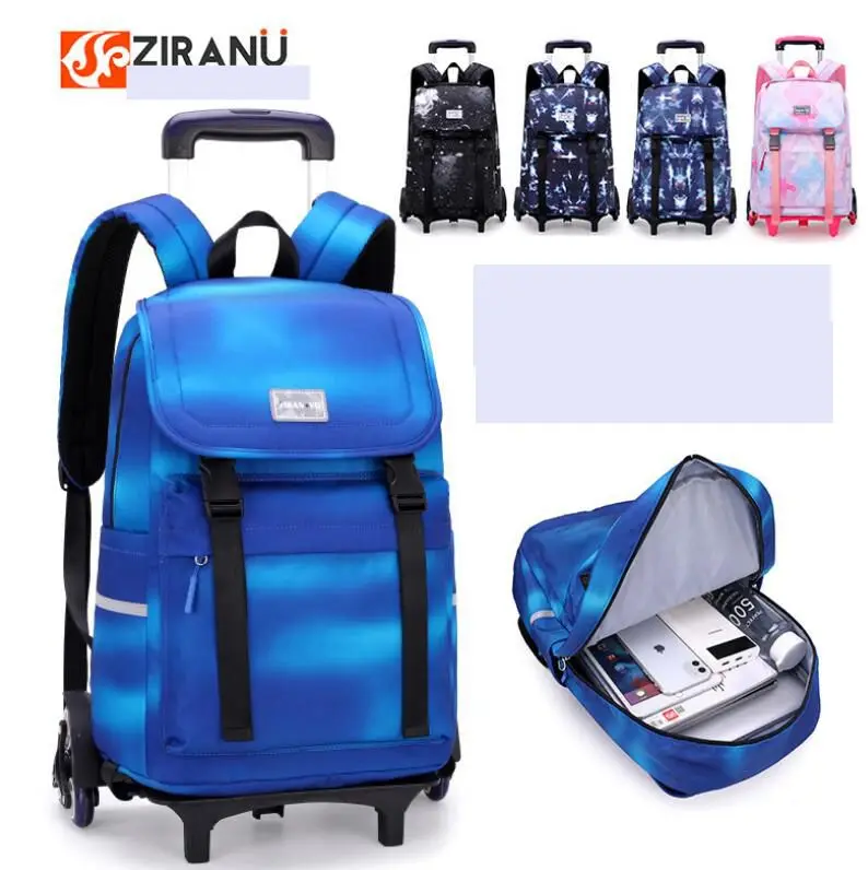 Школьный рюкзак ZIRANYU на колесиках, сумка на колесиках для мальчиков, Детский рюкзак для книг на колесиках
