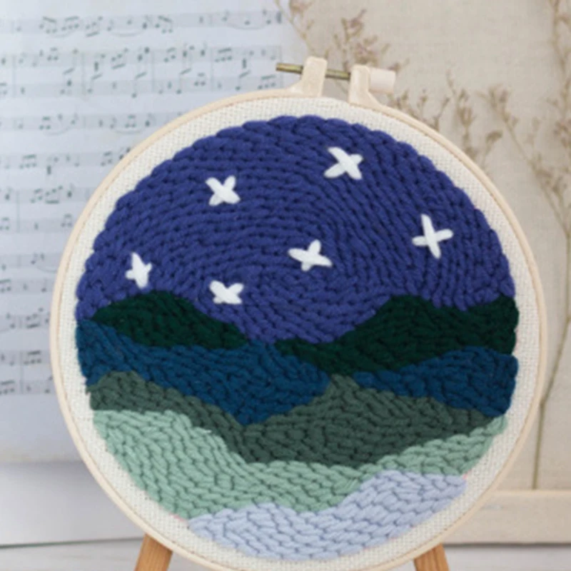 

Russia Poke Embroidery White Moonlight Wool Material Pack Handmade DIY Material Pack Han Poke Needle