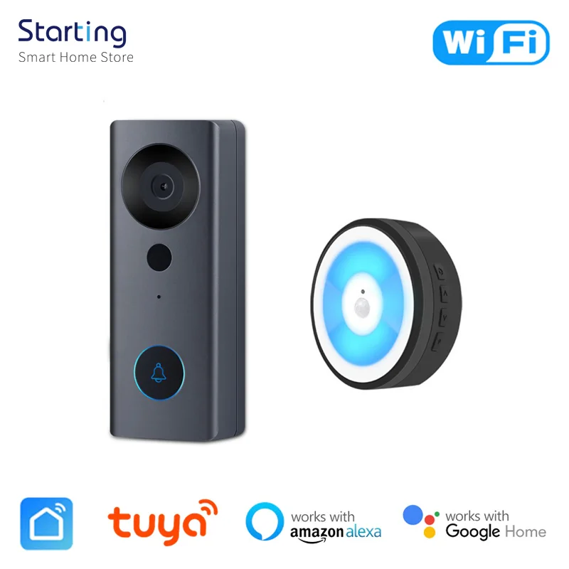 

Tuya WI-FI умный дверной звонок 1080P Высокое разрешение визуальный ночной Светильник дверной звонок Камера умный дом голос Поддержка Alexa Google Home