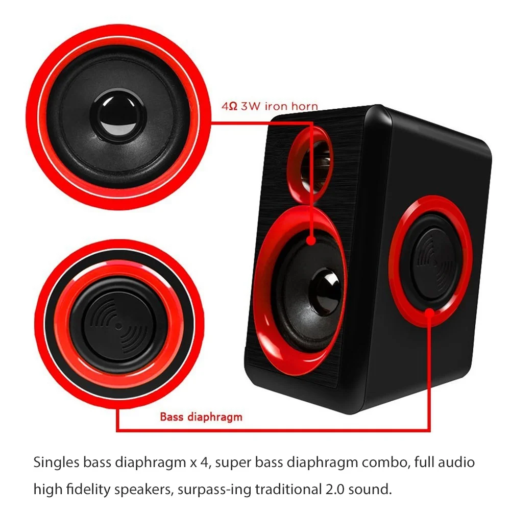 Портативный Компьютерные колонки 2 предмета USB Мощность стерео 3 5 мм для