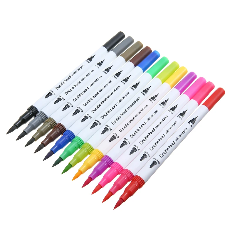 

12pcs/set Watercolor Art Markers Non-toxic Brush Pen Set 0.4mm Dual Tip Colorful Sketching Markers Manga Drawing Painting Tool