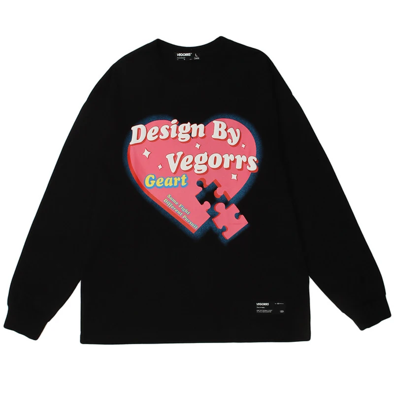 

Mens Cartoon Girl Print T shirts Unisex Oversized 100%Cotton Hip Hop Loose Tops Male O-neck Long Sleeve T-shirt Couple Top Tees