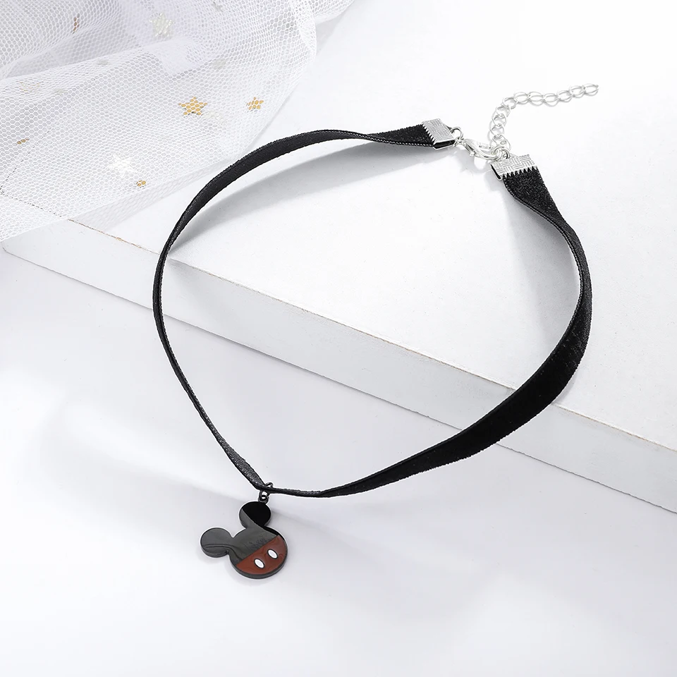 Черный мультяшный чокер из титановой нержавеющей стали кожаный ремешок подвеска