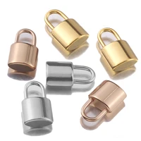 xuqian top seller stainless steel rose gold pad lock pendant with 10pcs for diy necklace bracelet jewelry earring making p0058