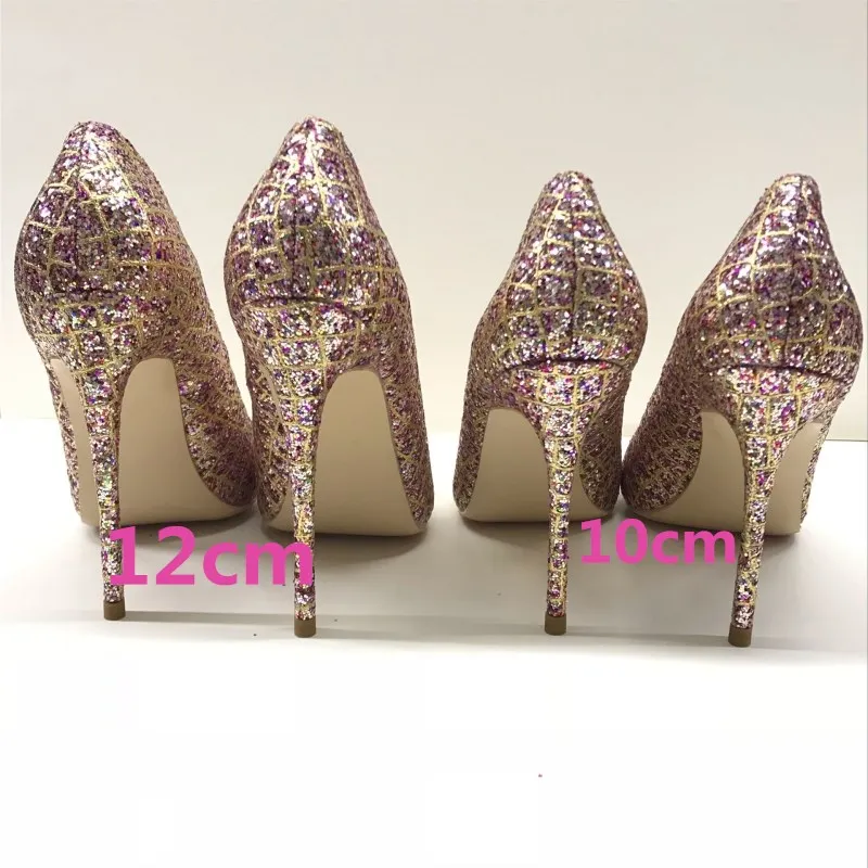 Блестящие туфли золотого цвета на высоком каблуке 12 см/10 см/8 см соблазнительные