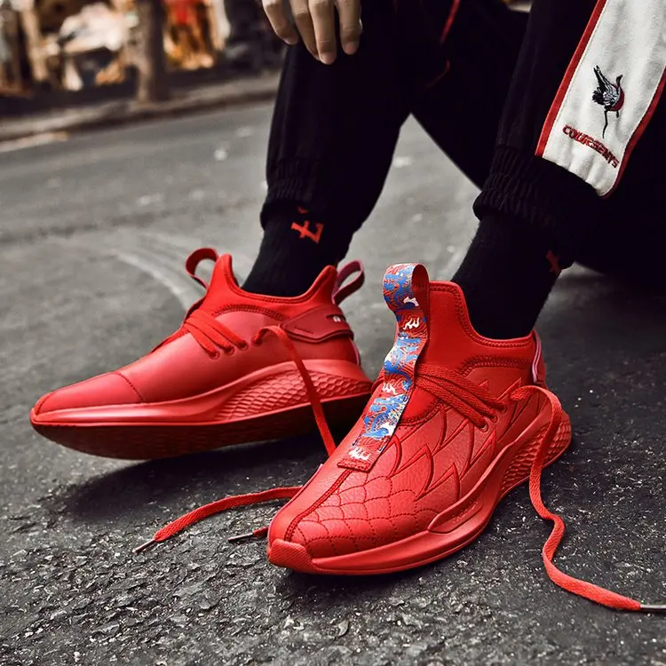 High Top Platform Dad Sneakers Men Mesh Waterproof Dragon Embroidery Shoes White Thick Sole Tenis Masculino Adulto | Обувь