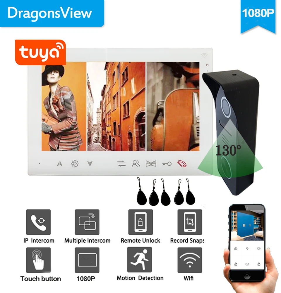 Скидка Видеодомофон Dragonsview, 7 дюймов, 1080P, Wi-Fi, с замком Скидка Видеодомофон Dragonsview, 7 дюймов, 1080P, Wi-Fi, с замком