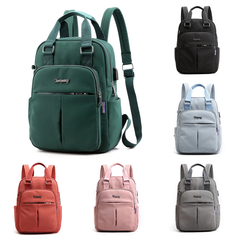 

Nylon Women School Backpacks Anti Theft USB Charge Backpack Waterproof Bagpack School Bags Teenage Girls Travel Bag