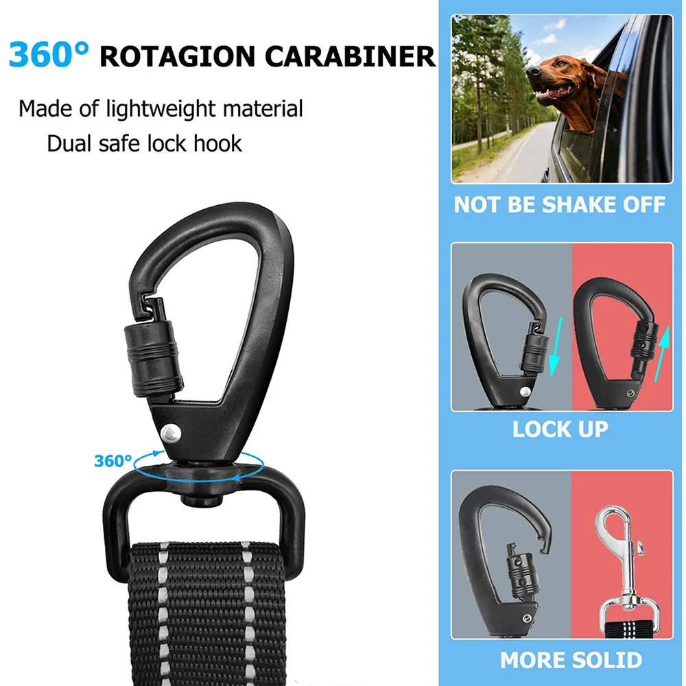 Dog Seat Belt Upgrade 2 in 1 Latch Bar Attachment Car Seatbelt Elastic Buffer Reflective Universal Vehicle for Pet | Дом и сад