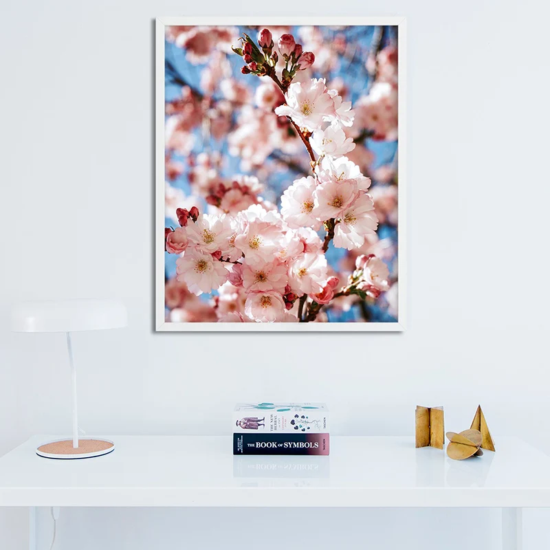 Розовый цветок стены искусства белый розовый Вишня Холст Картина Camellias Плакат