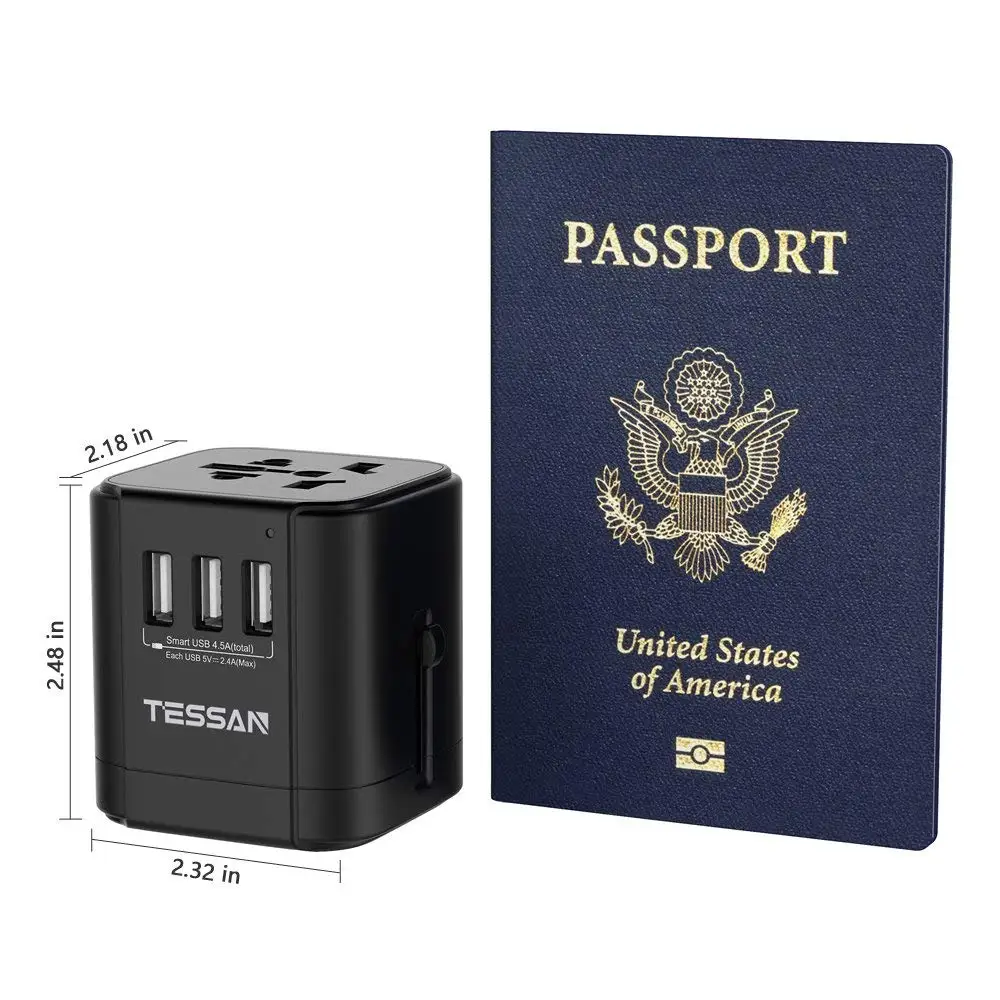 Международный дорожный адаптер универсальный сетевой фильтр с 3 USB-портами