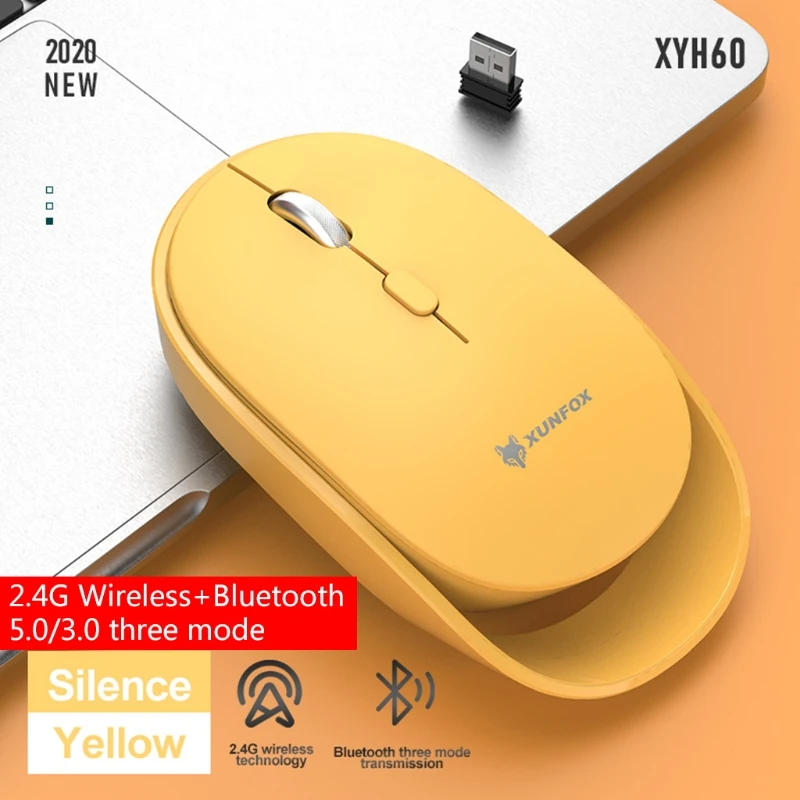 

XYH60 2.4GHz Bluetooth Wireless Gaming Mouse USB Receiver 3 Gear 1600 DPI Computer Silent PC Desktop Laptop Accessories