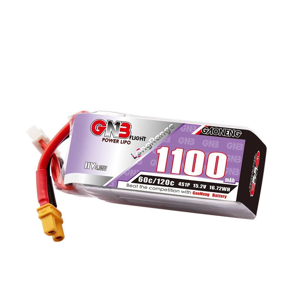 GNB-bater&iacute;a Lipo de largo alcance con enchufe XT30 para Dron de carreras, piezas de helic&oacute;ptero, cuadric&oacute;ptero, FPV, 1100mAh, 4S, 15,2 V, 60C/120C, LiHV-2