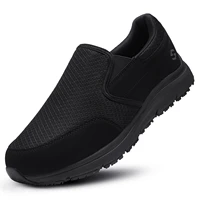 hisea non slip shoes for men lightweight chef shoes nurse shoes comfortable mens slip on shoes black