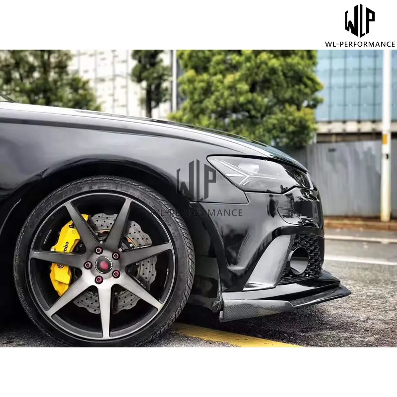A6 RSU RS6 ABT Стиль Высокое качество углеродное волокно передний бампер передняя губа