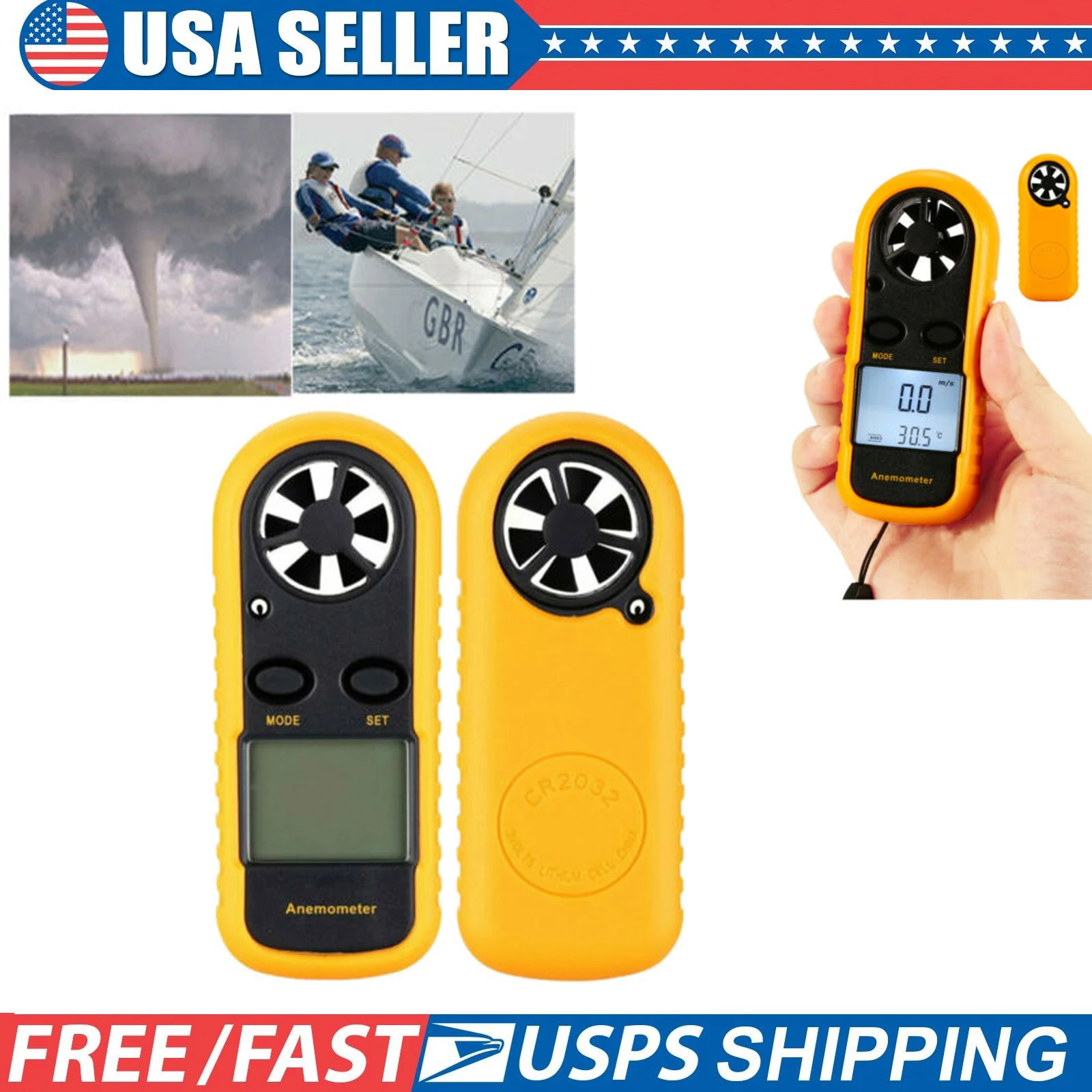 

Digital LCD Anemometer Air Wind Speed Meter Tester Temperature Gauge Thermometer