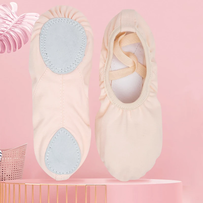 USHINE/Новинка Качественные детские танцевальные Тапочки Парусиновые балетки с