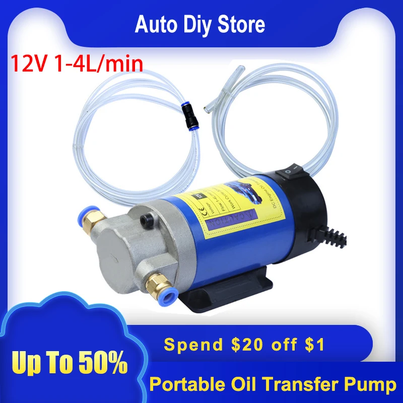 

12V Portable Oil Transfer Pump 1-4L/min Auto Electric Fluid Oil Changer Fuel Gear Pump Extractor Used For Car/Motorcycle/Boat