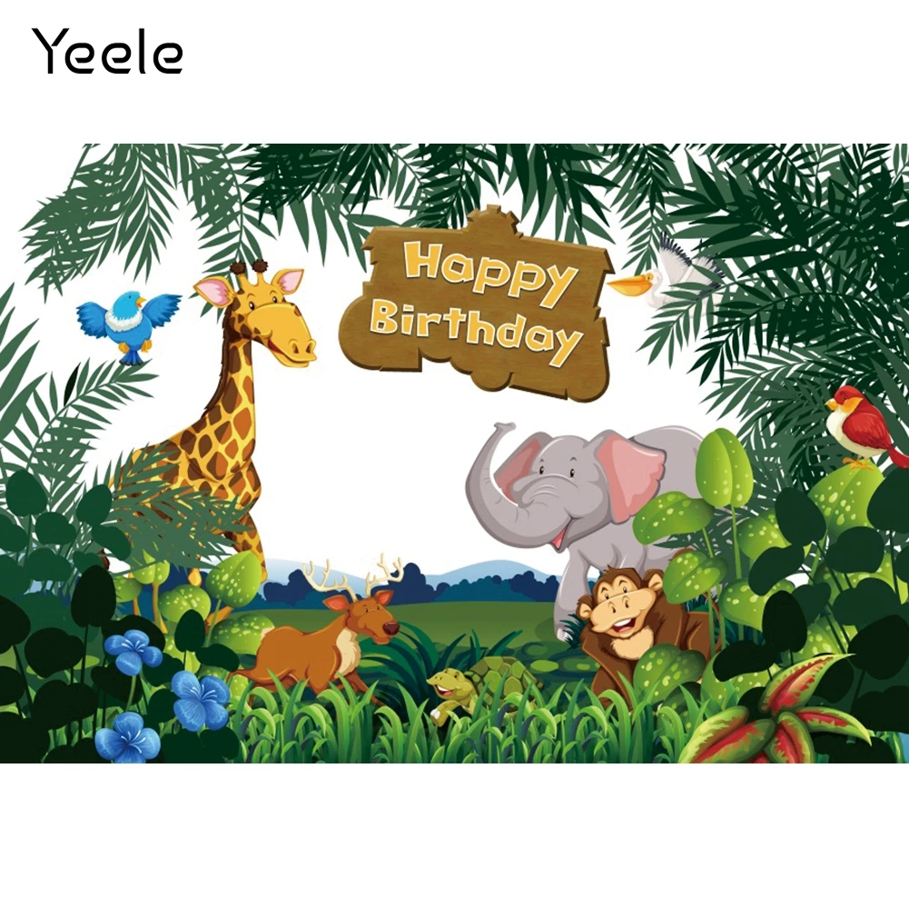 Yeele ребенок день рождения фон фотосессия жираф из джунглей зеленые деревья