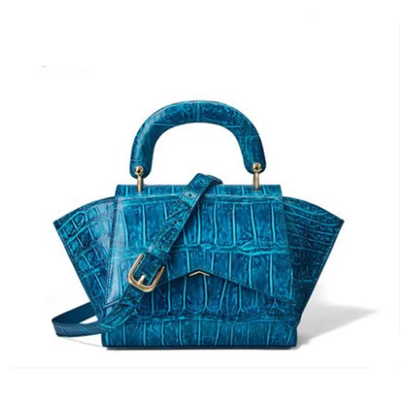 

Сумка gete женская из натуральной крокодиловой кожи, саквояж на одно плечо, модная сумочка из кожи аллигатора с крыльями