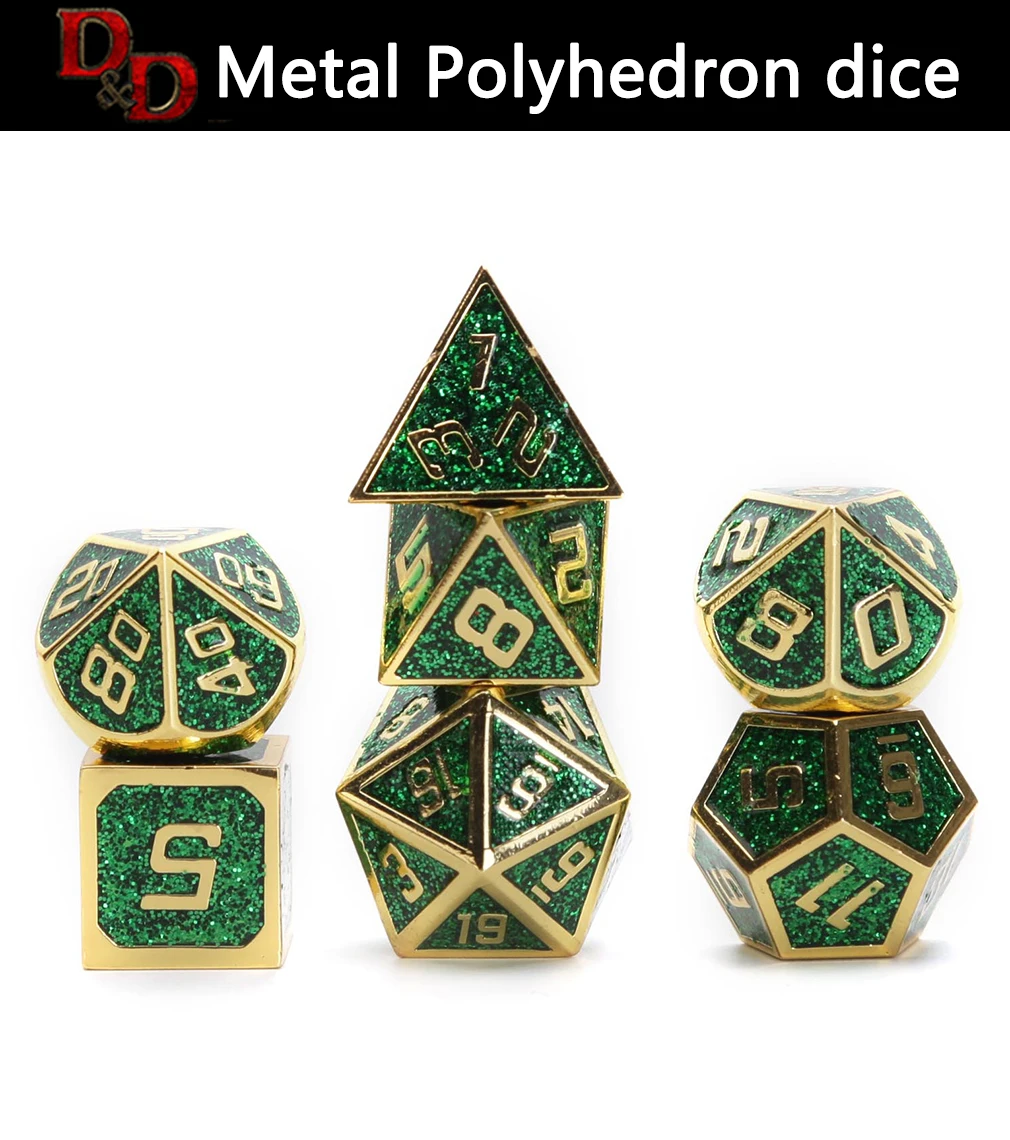 Chengshuo starlight металлические кости dnd Набор кубиков rpg многогранные Твердые подземелья и дракон настольные игры цинковый сплав зеленый d& d кости 7 шт