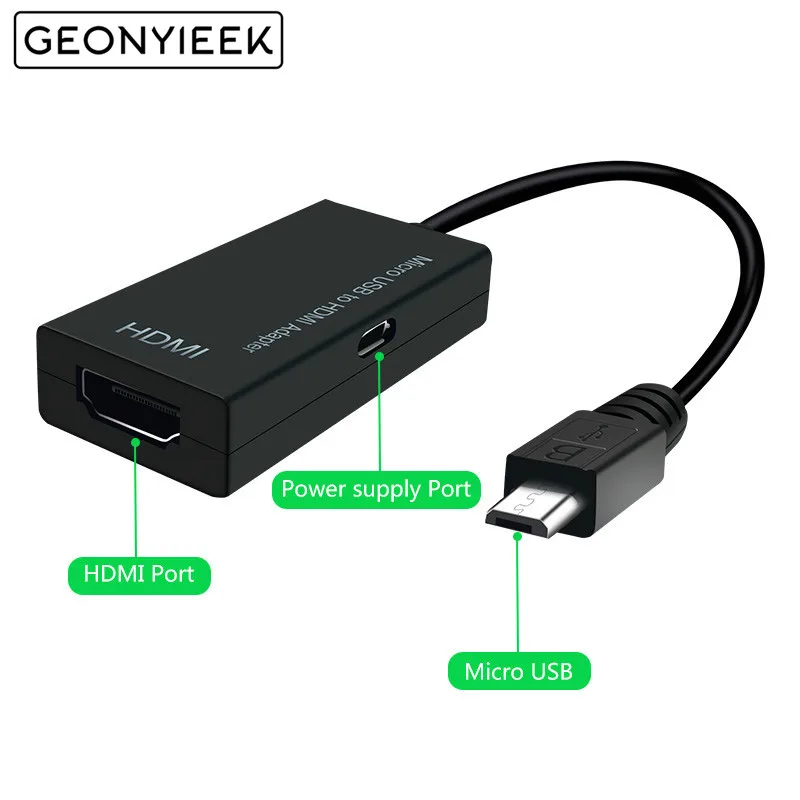 Адаптер Micro USB Male HDMI Female 1080P кабель для Android Phone Tablet TV поддержка 192KHz Digital Audio / 60Hz HD