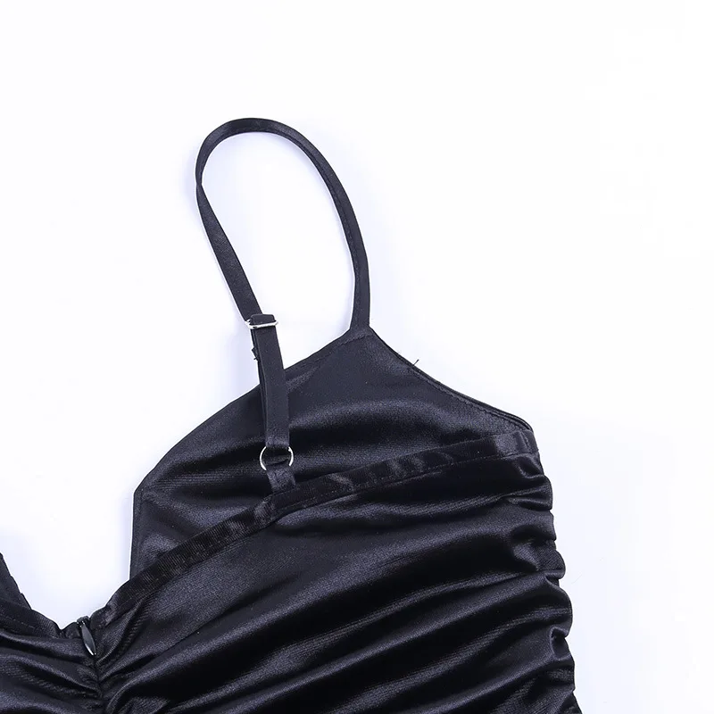 

2021 Satin Sexy Women Dress Spaghetti Strap Solid Ruched Casual Party High Waist Elegant Streetwear Lady Chic Mini Dress Vestido