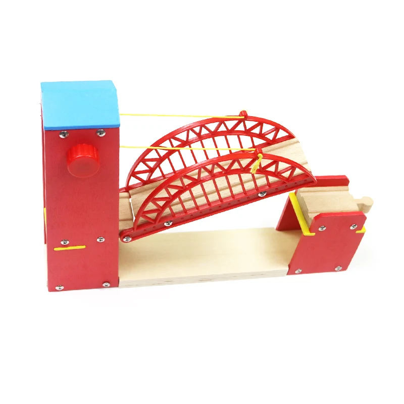 

Wooden Liftable Suspension Bridge Magnetic Wooden Trolley Scene Track Accessories Compatible with Minor Brio Track Car Toys