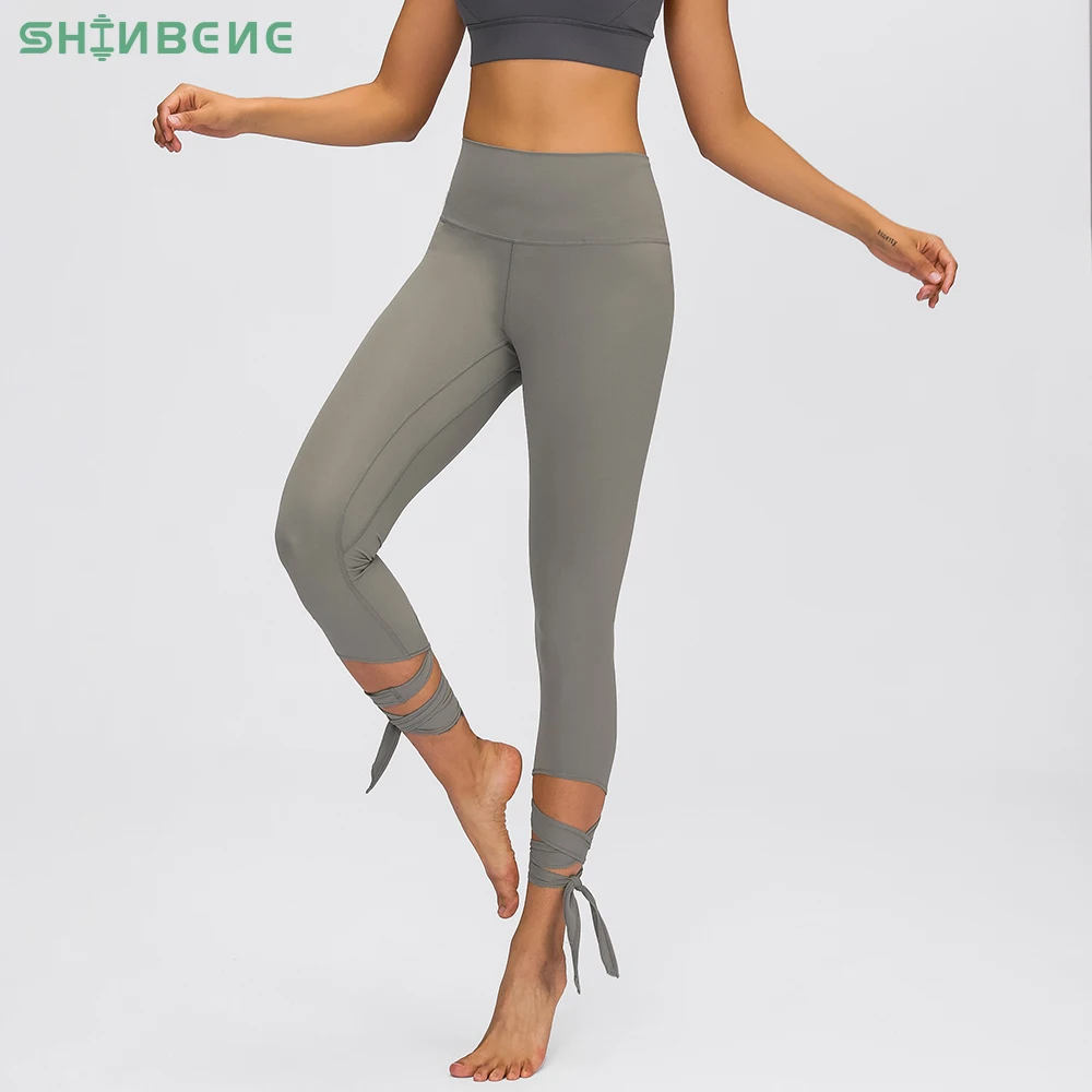 

SHINBENE JUST A TIE Naked Feel Yoga Dancer Capri Pants Women 4-way Stretch Sport Cropped Tights Legging with Inner Pocket 21"