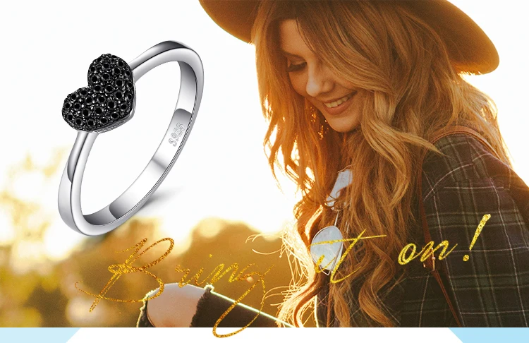 Jewelrypalace модные 0.14ct естественным черной шпинели сердце любовь Кольца для Для женщин стерлингового серебра 925 Свадебные подарки Красивые ювелирные изделия