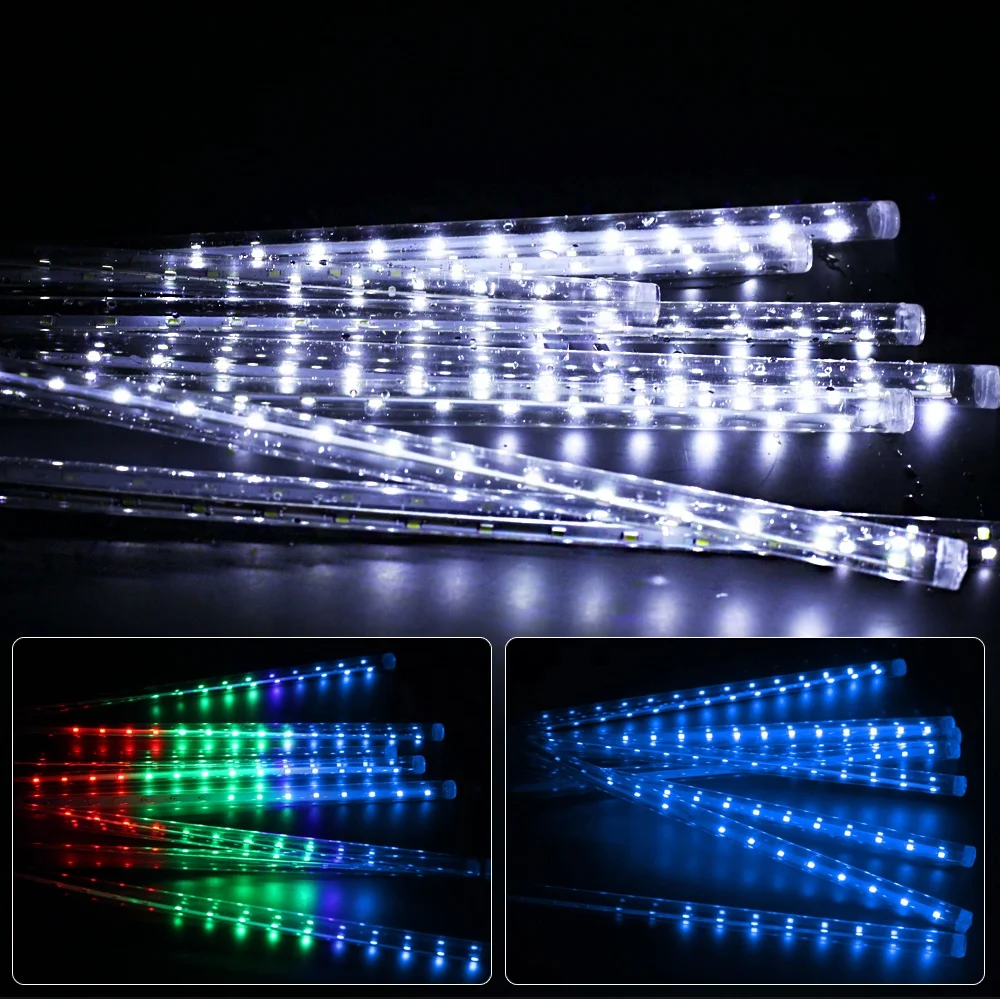 Светодиодная гирлянда метеоритный дождь на новый год 20/30/50 см 8 трубок для