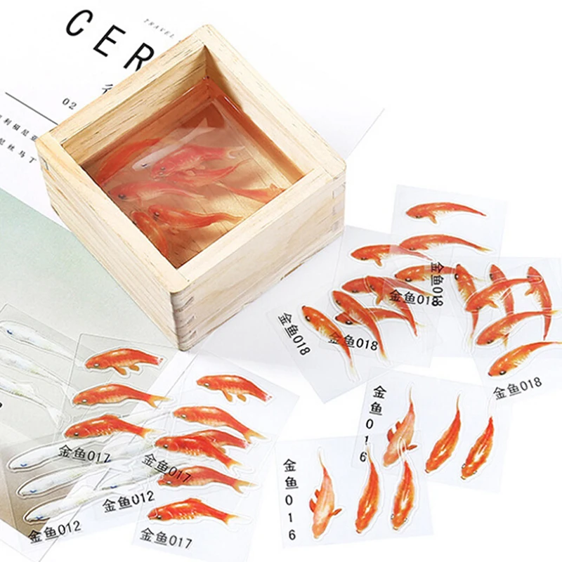45 шт творческие 3D моделирование красный рыбы декоративные каучуковые Стикеры